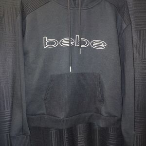 bebe Black Logo Hoodie with Front Pocket